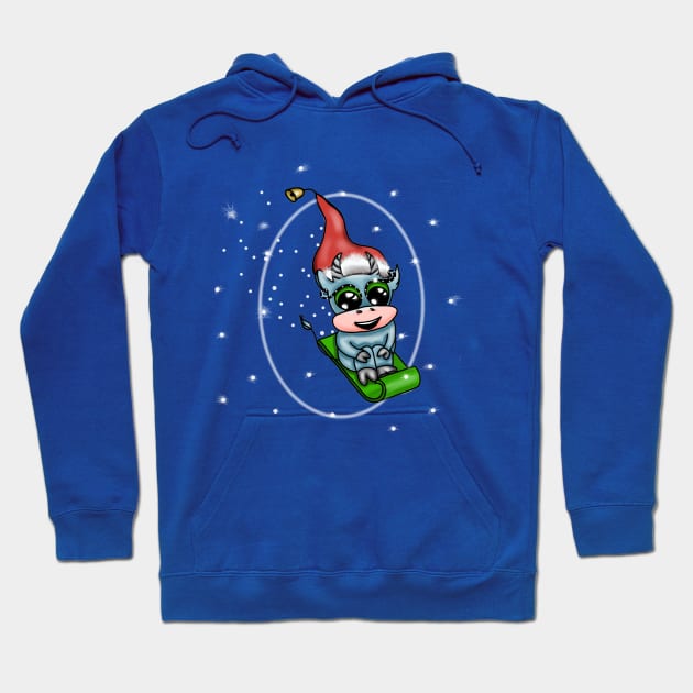 Christmas colored funny bulls Hoodie by Sereniya